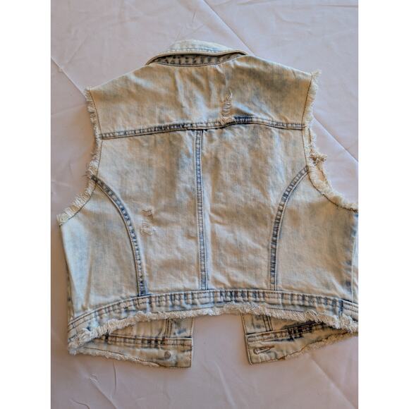Z Brand Y2K Vintage Woman's Denim Button Up Distressed Vest Sz Small - Picture 7 of 7
